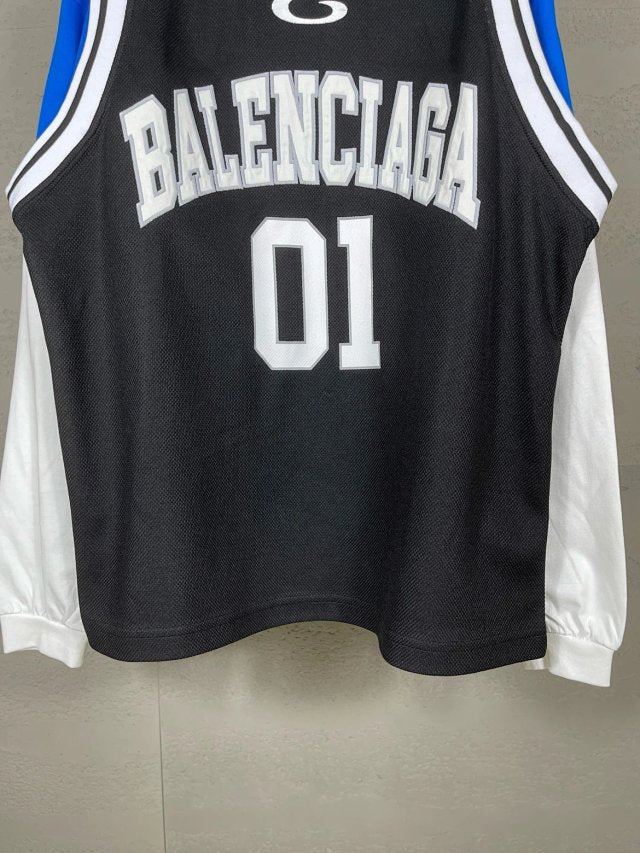 Camiseta Manga Longa Balenciaga Basketball Series ‘Black/White/Blue’