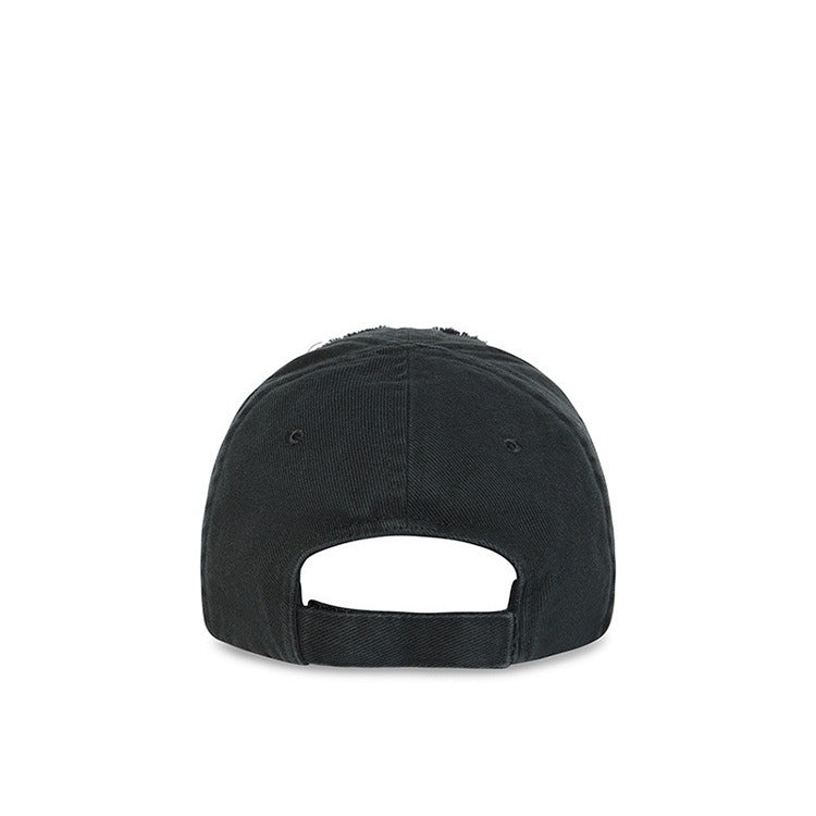 Boné Balenciaga Distressed Cotton Baseball Black
