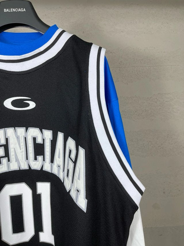 Camiseta Manga Longa Balenciaga Basketball Series ‘Black/White/Blue’
