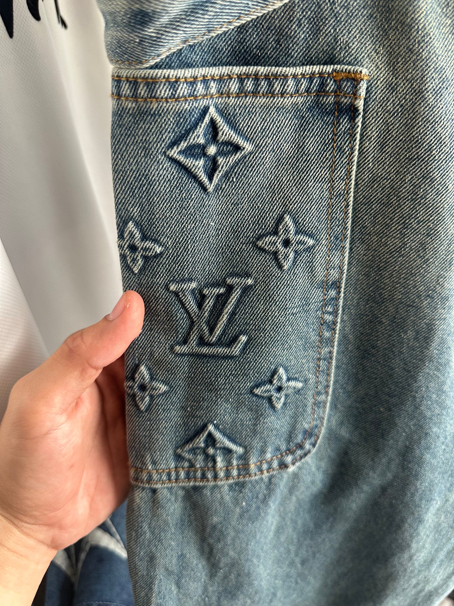 Calça Jeans Louis Vuitton Carpenter Monogram (Pronta Entrega)