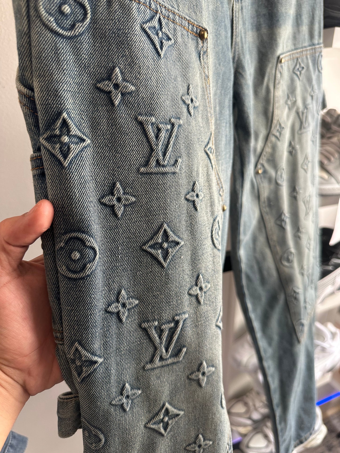 Calça Jeans Louis Vuitton Carpenter Monogram (Pronta Entrega)