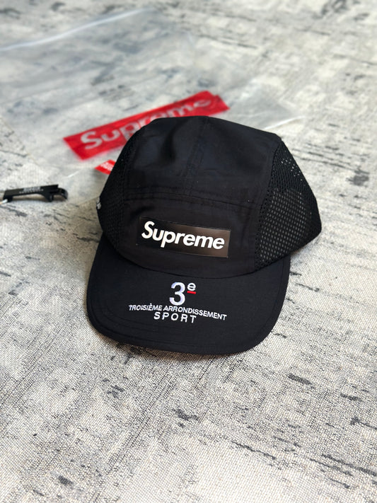 Boné Supreme Mesh Side Panel Camp Cap Black (Pronta Entrega)