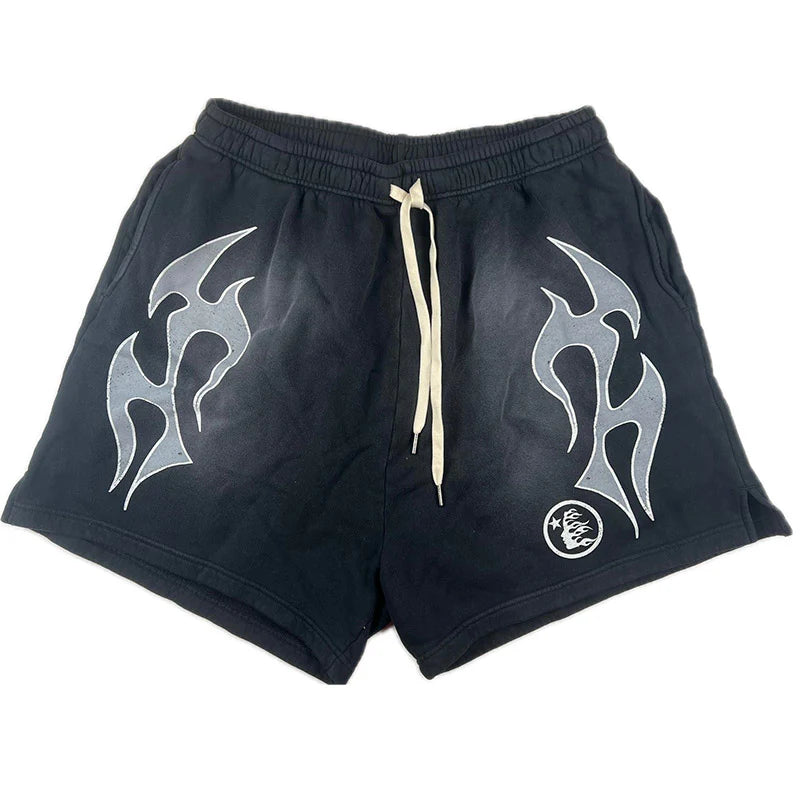 Shorts Moletom Hellstar Flame Black