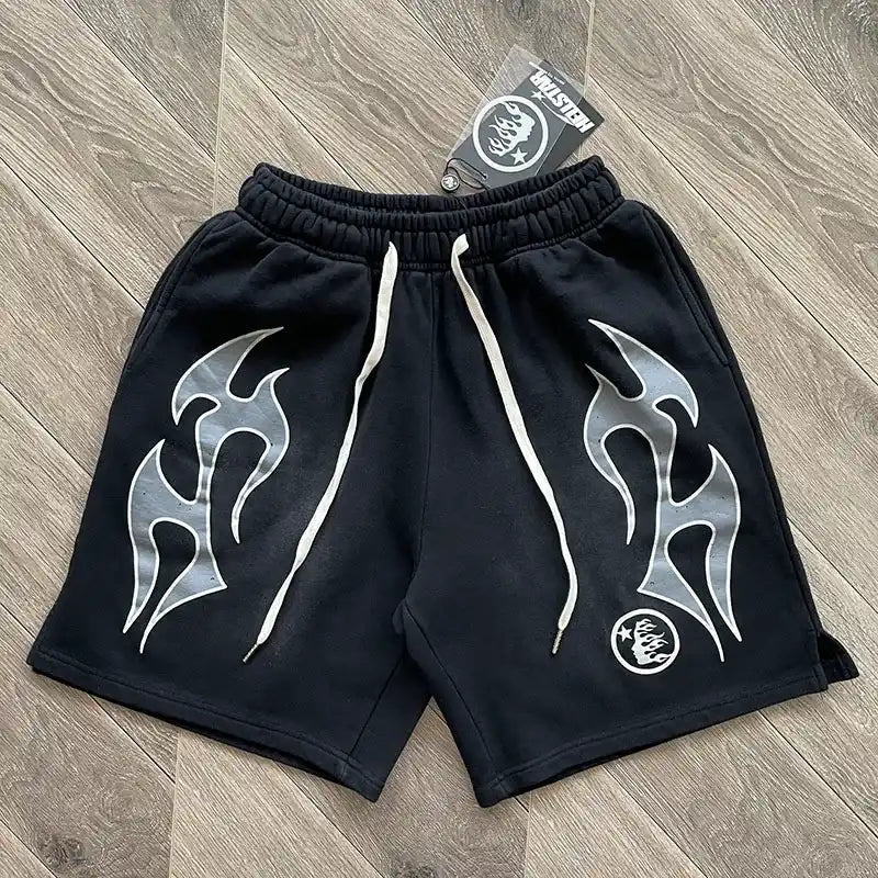 Shorts Moletom Hellstar Flame Black
