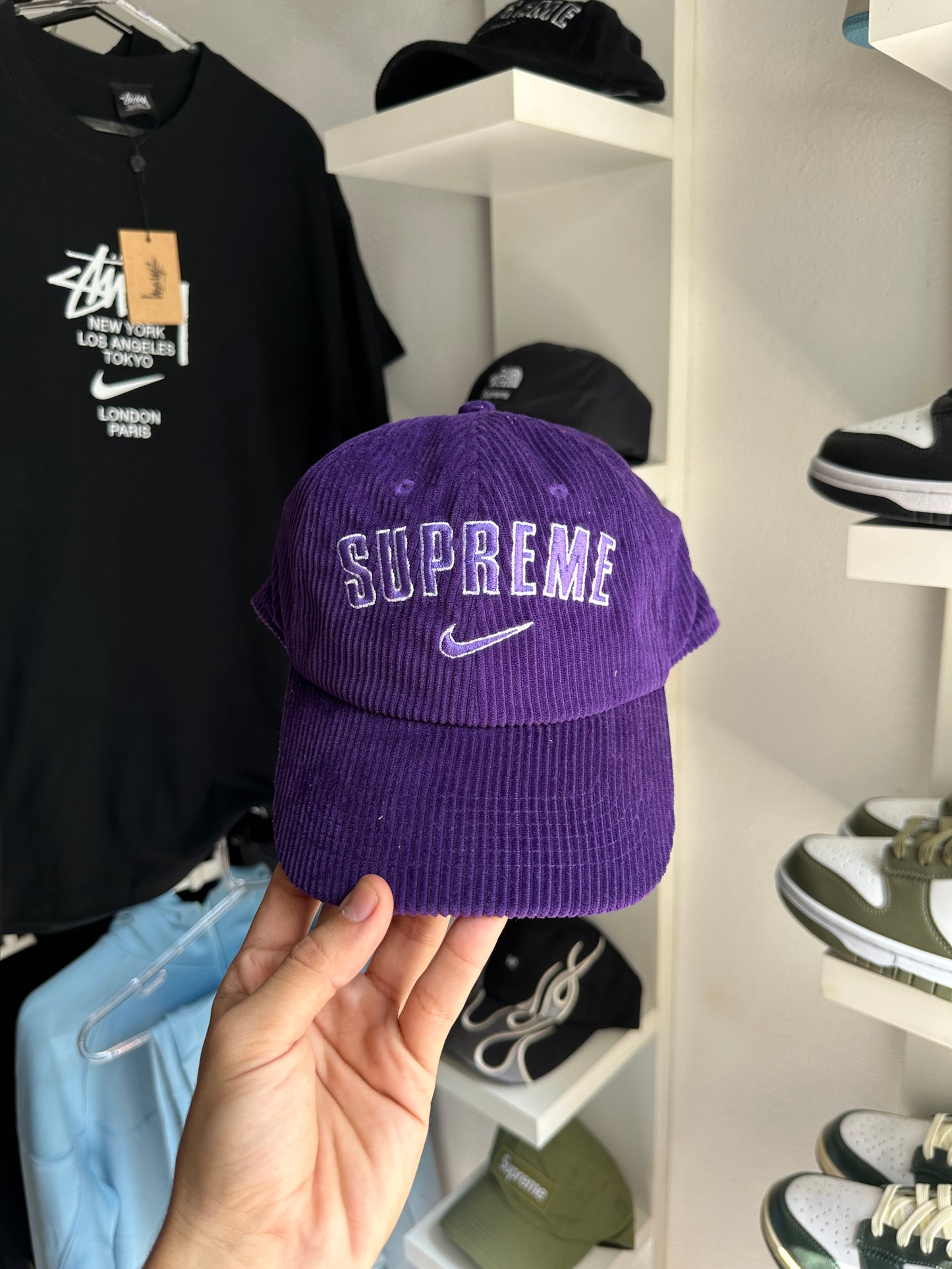 Boné 6 Panel Nike x Supreme Corduroy "Roxo" (Pronta Entrega)