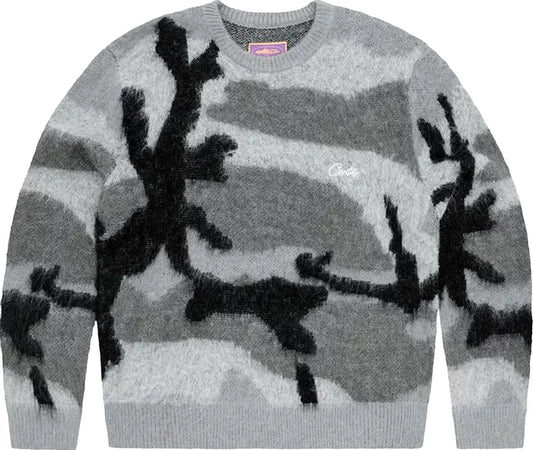 Suéter Corteiz Mohair Knit “Grey Camo”