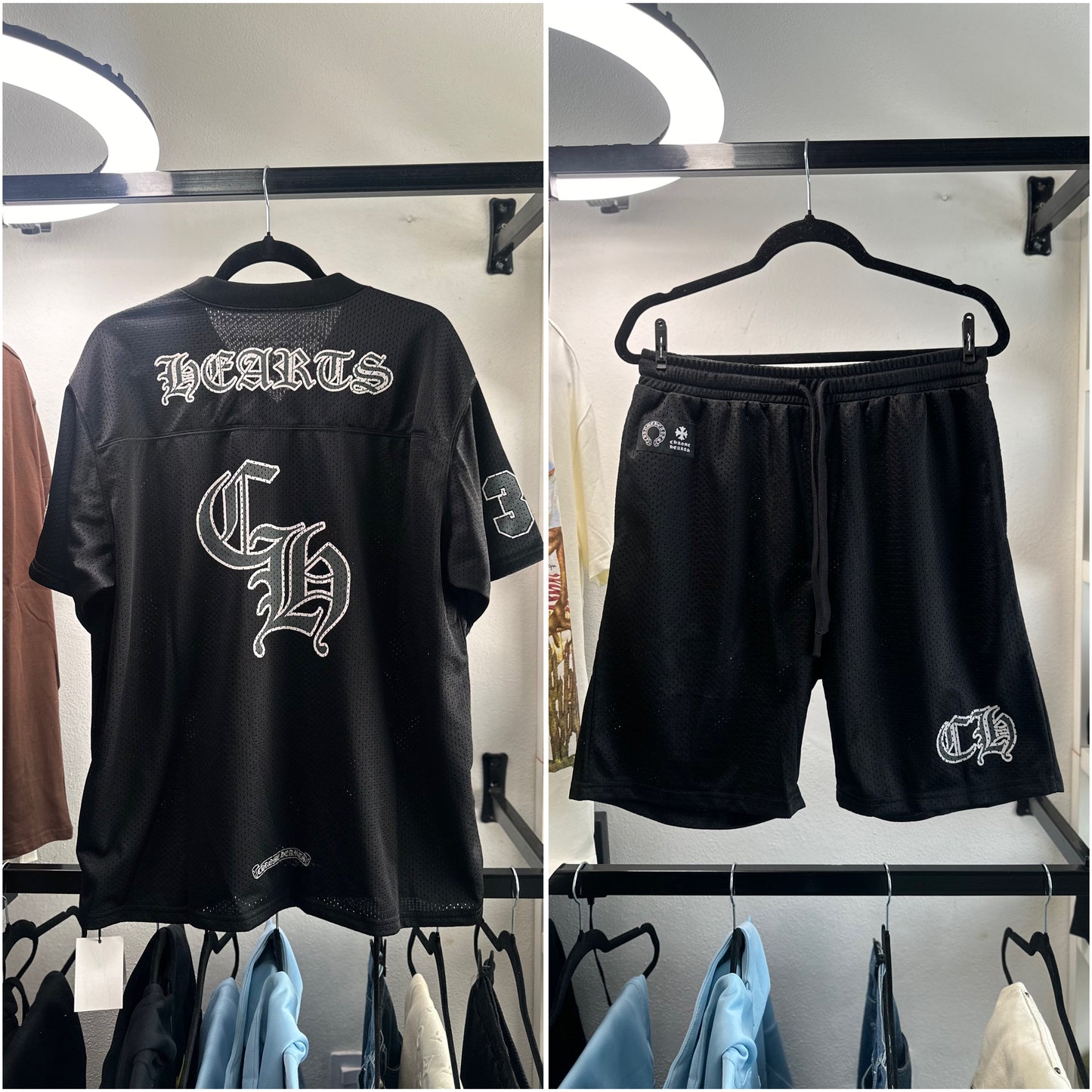 Conjunto Chrome Hearts Jersey Football “Black” (Pronta Entrega)