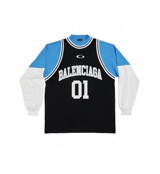 Camiseta Manga Longa Balenciaga Basketball Series ‘Black/White/Blue’